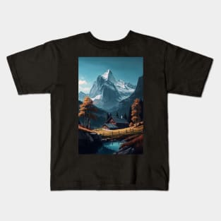 Switzerland Mountain Landscape Home Drawing Kids T-Shirt